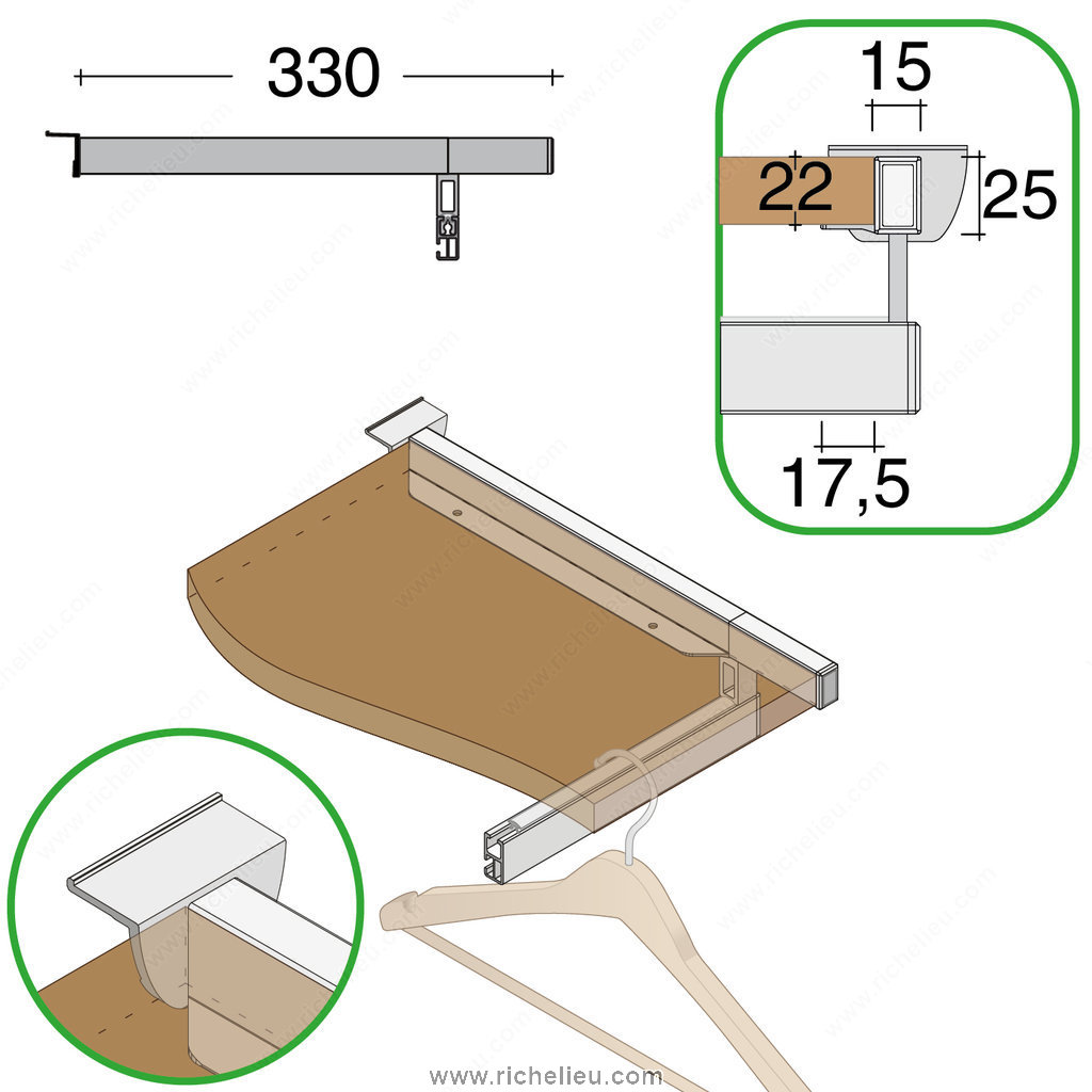 Soporte Horizontal Empotrado Para Estante Richelieu Hardware