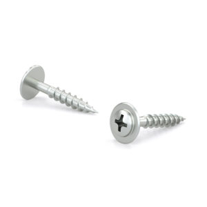 Zinc-Plated Wood Screw, Pan With Large Washer Head, Phillips Drive, Coarse Thread, Regular Wood Point