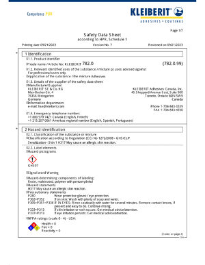 US & Canadian Safety Data sheets