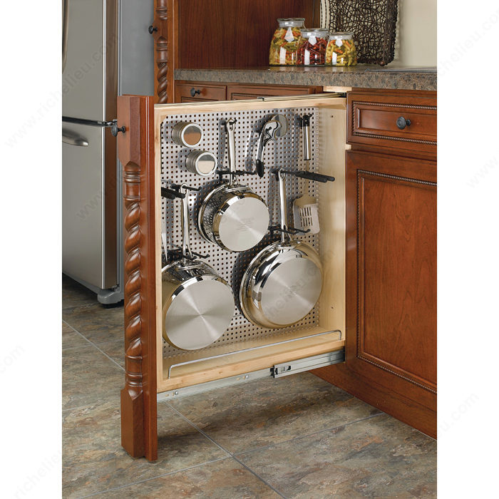 Cabinet Pullout with Perforated Accessory Hanging Panel and Shelves - Gast
