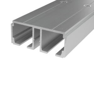 Riel dual de rodamiento en aluminio anodizado, pre-perforado, 3.5 m