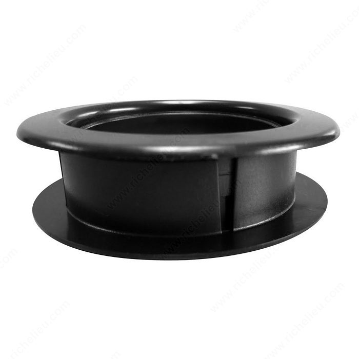 Passe-fils rond Richelieu, noir, polypropylène, diamètre de 60 mm