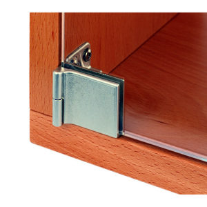 Charnière avec fermeture à pression pour porte en verre encastrée à l'intérieur du meuble ou du caisson