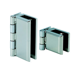Charnière en acier inoxydable pour porte, en verre ou en acrylique, insérée dans un meuble / caisson