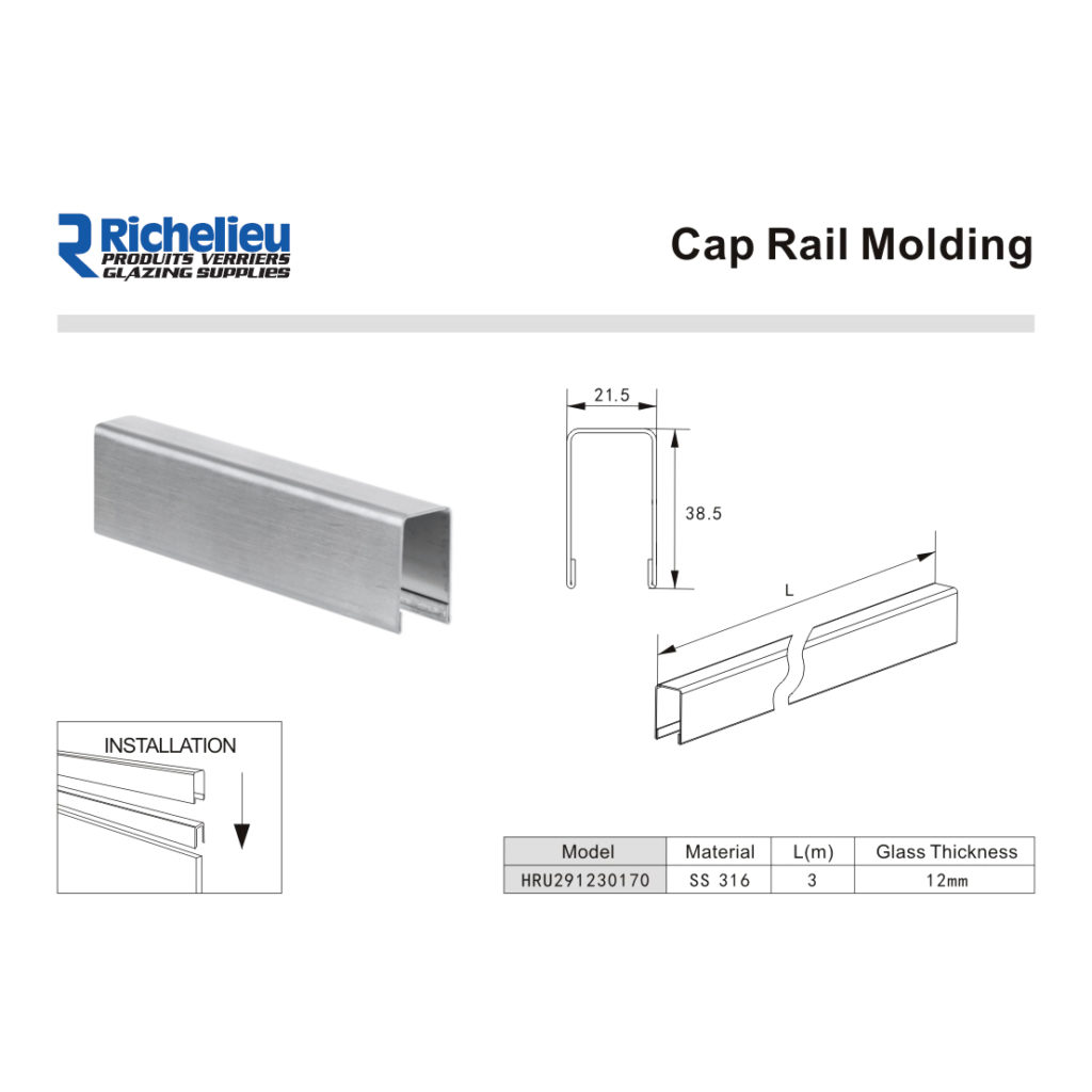 Railing Glass Protector Molding - Richelieu Hardware