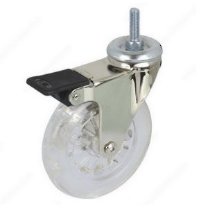 Contemporary Clear Furniture Caster with Threaded Stem