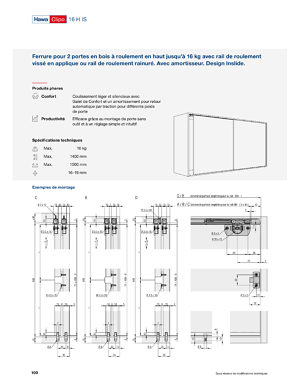 HAWA CLIPO 26 H MS Bypassing Sliding System for Semi-Overlay Cabinet Doors  - Richelieu Hardware