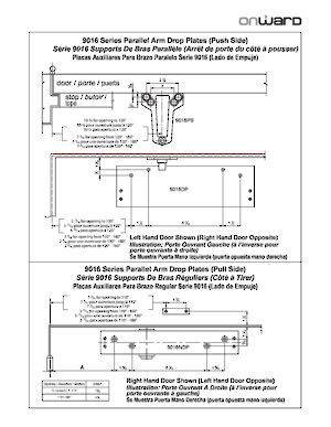 Instructions pour l'installation d'une cale pour ferme-porte et d'un bras parallèle 9016