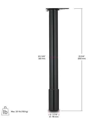 650 mm (25-3/4'') - Adjustable Table Leg - 6147 - Richelieu Hardware