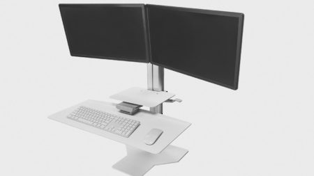 Sit2Stand - Double Monitors/White