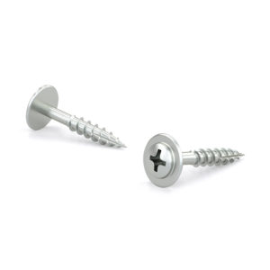 Zinc-Plated Wood Screw, Pan With Large Washer Head, Phillips Drive, Coarse Thread, Type 17 Point