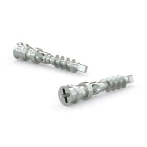 Double locking assembly screw, Confirmat head, Square Drive, Coarse thread, Dogpoint