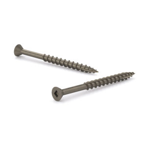 Black Phosphate Wood Screw, Flat Head with Nibs, Square Drive, Coarse Thread, Type 17 Point