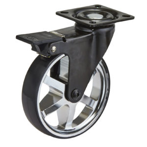 Aluminum Single Wheel Design Caster - Chrome and Black