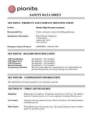 HPL Safety Datasheet 2018
