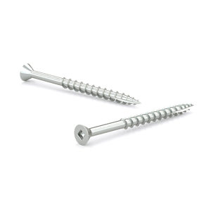 PREMIUM WMX Zinc-Plated Wood Screw, Flat Head with Nibs, Square Drive, Coarse Thread, Type 17 Point