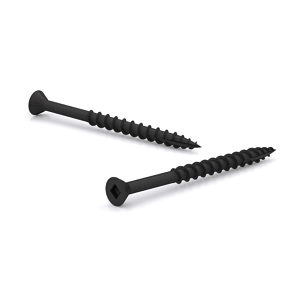 Black Phosphate Wood Screw, Flat Head With Nibs, Square Drive, Coarse Thread, Type 17 Point