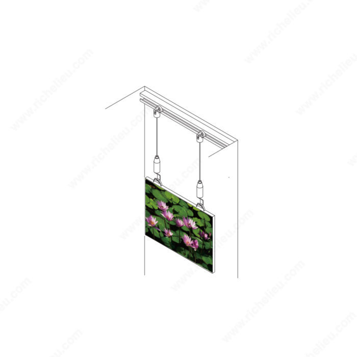 Crochet rail plafond pour affichage suspendu