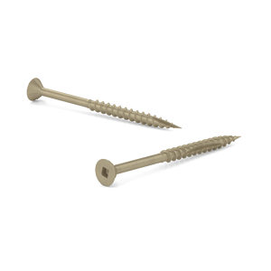 Nano Wood Screw, Flat Head with Nibs, Square Drive, Extra Coarse Thread, Double Cut Point