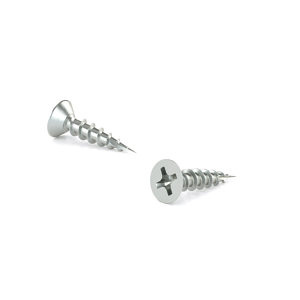 Zinc-Plated Wood Screw, Flat Head, Phillips Drive, Self-Tapping Thread, Type 17 Point