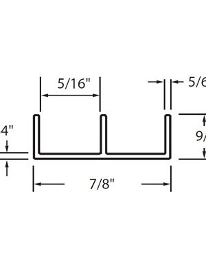 Lower Track for Sliding Glass or Wood Door Panels For 1/4