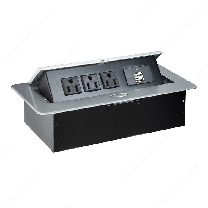 Bureau de l'oeillet d'alimentation moyeu 2 Prise d'alimentation et deux  ports USB pour l'oeillet de Bureau Table de sortie de prise de courant  encastrée Plastique durable Haut de page (noir) - Chine