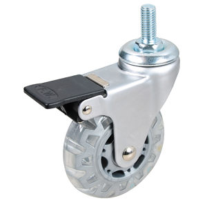 Contemporary Clear White/Gray Stem Furniture Caster - Threaded Stem