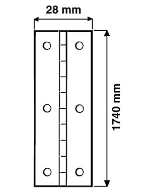 Penture piano de 28 mm ( 1 7/64 po) de largeur