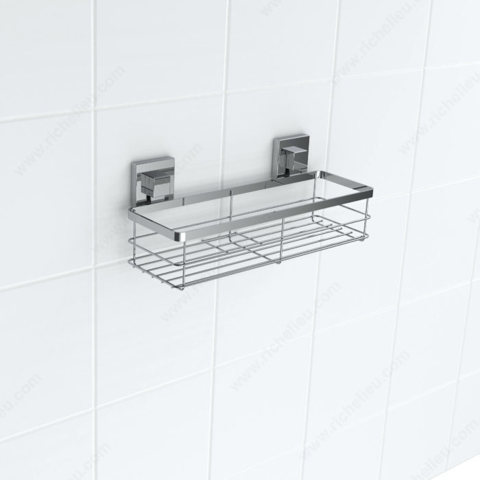 Metal Wire Chrome Suction Cup Shower Caddy Bath Wall Shelf