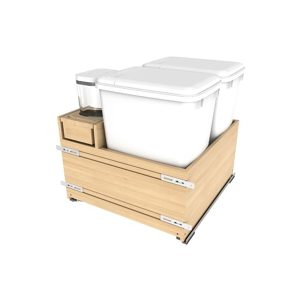 Rev-A-Shelf Bottom-Mounted Wooden Waste Management with Rear Compartment
