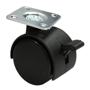 Dual-Wheel Furniture Caster - With Plate