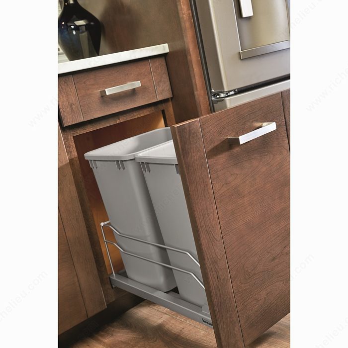 Rev-A-Shelf - 53WC-1535SCDM-117 - Single 35 qt. Pull-Out Silver Waste Container
