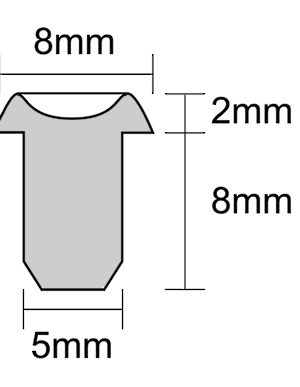 Tope de plástico insertable a presión - 5 mm x 2 mm