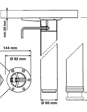 710 mm (28'') - Adjustable Table Leg - 6151