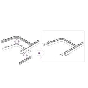 Cache-rail pour couvrir un ensemble de rails pour espaces de rangement perpendiculaire
