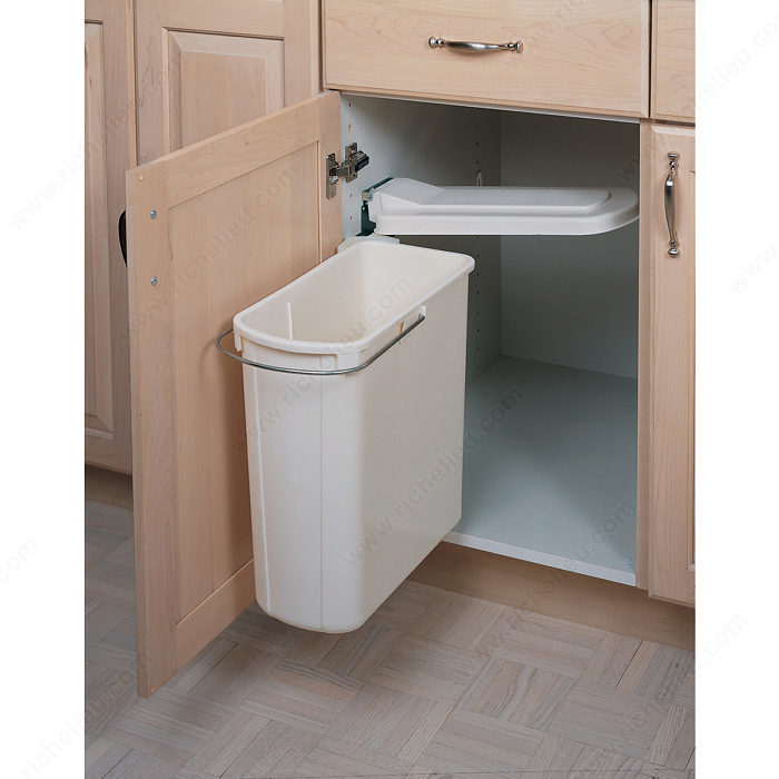 Rev-A-Shelf Cubo de basura extraíble de 14 litros para armario de cocina o  baño, cubo de basura giratorio debajo del fregadero, acero inoxidable