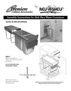 Rev-A-Shelf 8-785-30-DM2SS Series 10/20 Liter Under Sink Waste Bin Pullout