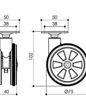 Non-Hooded Twin Wheel Design Caster