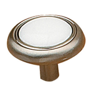 Eclectic Brushed Nickel and Ceramic Knob - 3816