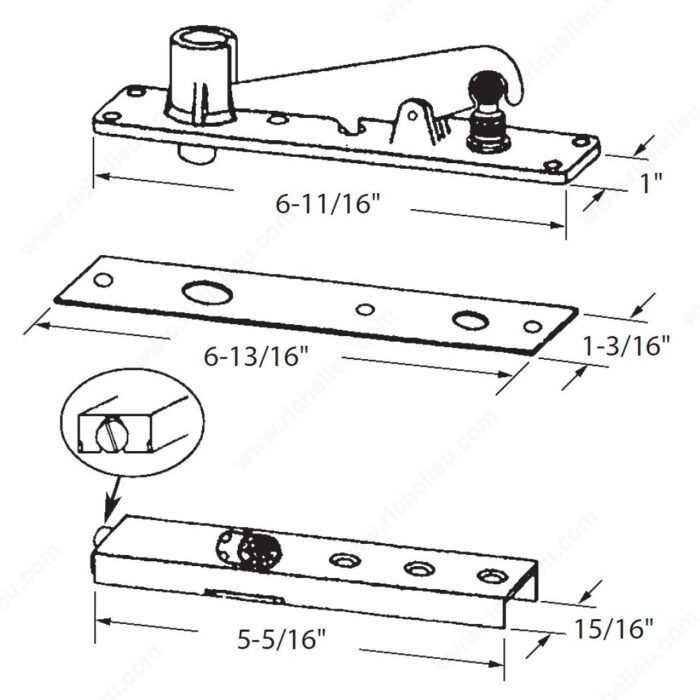 Commercial Door Pivot Top Frame & Door Portion - Richelieu Hardware