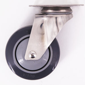 Roulette industrielle avec plaque en acier inoxydable 304 - PU