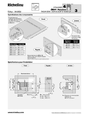 Côtés de tiroir METABOX de série 320N-C34 à sortie partielle - Fini : Crème