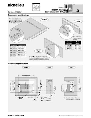 METABOX Series 320N-C34 Single Extension Drawer Sides - Finish: Cream
