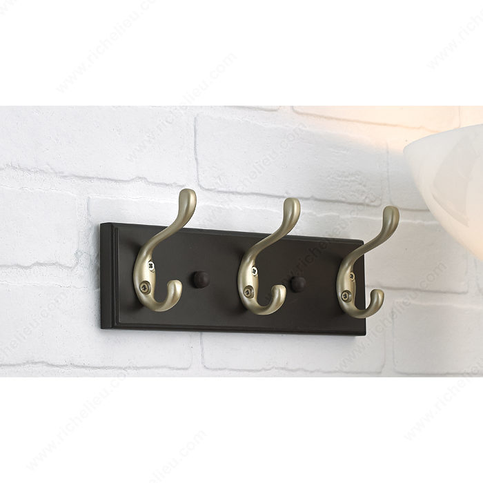 Richelieu T36709184 Utility Hook Rack, Matte Nickel/White Finish