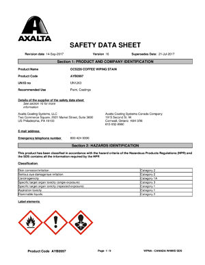 US & Canadian Safety Data sheets