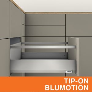 MERIVOBOX TIP-ON BLUMOTION high front pull-out with gallery E 