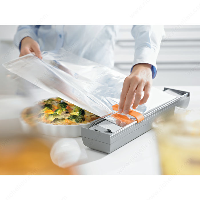 Bewildely Cocina blanca útil con film transparente y dispensador de papel  de aluminio y cortador Diseño humanizado ABS Suministros de cocina  Organizadores de utensilios de cocina