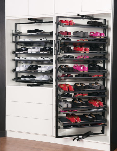 Say goodbye to shoe clutter with a shoe carousel!